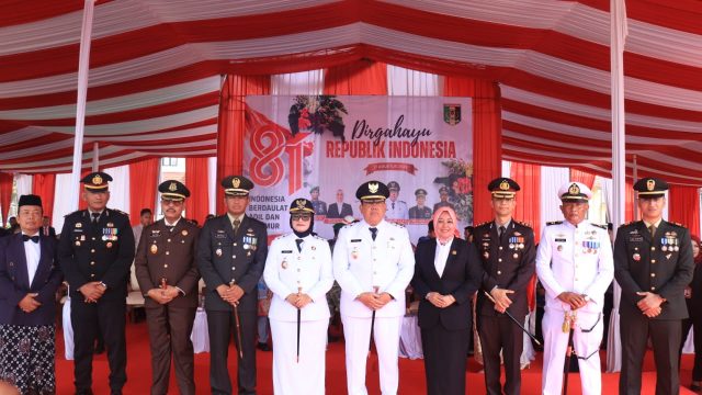 HUT RI ke-81, Kapolres Lampung Timur Ikuti Upacara Bersama Forkopimda