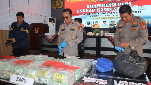 Sita 42,8 Kg Sabu, Polres Lampung Selatan Tangkap 12 Tersangka