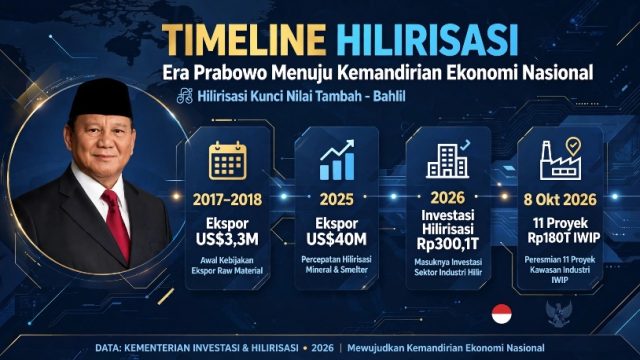 Hilirisasi Jadi Motor Investasi Rp300,1 Triliun dan Ekspor Nikel Tembus US$40 Miliar di Dua Tahun Pemerintahan Prabowo